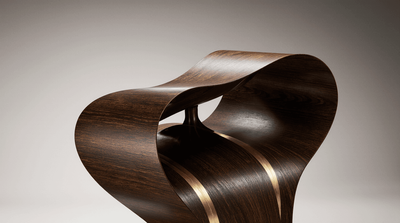 Flowing sculpture with gold inlay